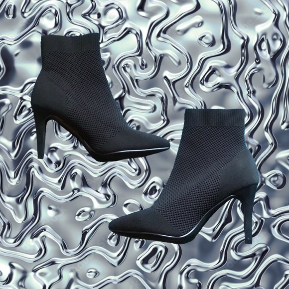 Classy Chic Black Pointed Toe Comfortable Stiletto Ankle Sock Boots Booties - Picture 4 of 10